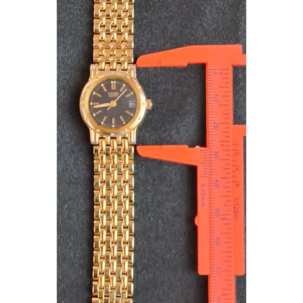 Citizen Quartz Gold Tone Women's Watch Black Dial Date Window #W5368
